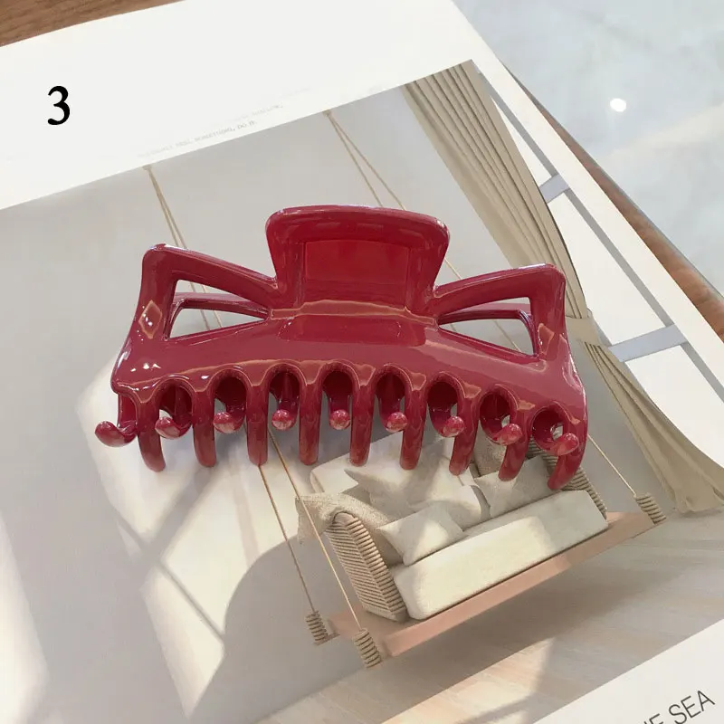

Simple Style Hair Accessories Glossy Large Hair Claws Solid Color Transparent Hair Clip Fashion Colorful Plastic Hairpins