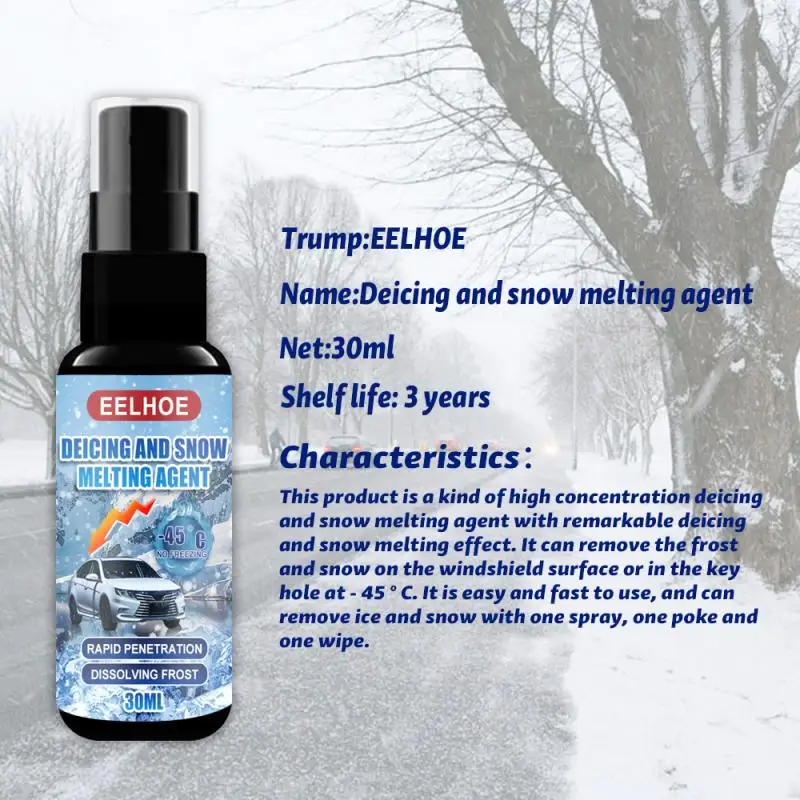 

Snow Melting Agent Winter Window Melting Snow Spray Deicing Spray Tool Anti-ici Car Fire Extinguishing Agent Glass Spray 30ml