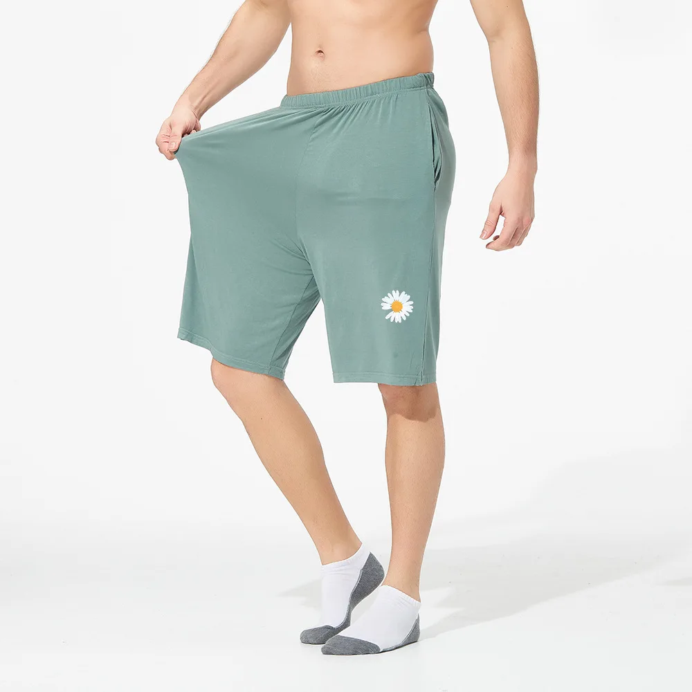 

Thin Cotton Home Shorts Daisy Print Men's Casual Five-cent Pants Plus Size 7XL Elasticity Loose Slacks Summer Men Clothing