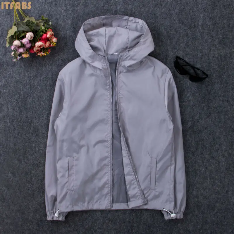 2019 Осенняя мужская Повседневная ветровка на молнии куртка с капюшоном Верхняя