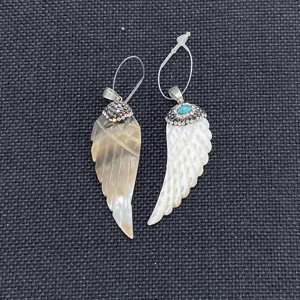 

Exquisite Natural Freshwater Shell Pendant Angel Wings Turquoise Jewelry Charm Pendant Charm Jewelry Earrings Accessories20x55mm