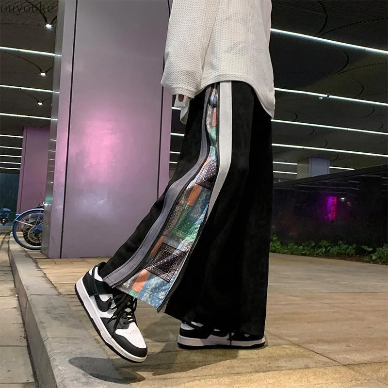 

spring and autumn Y2K pants zipper casual pants men's and women's skateboarding pants Hip Hop Pants loose straight sports pants