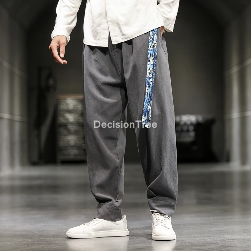 

2021 traditional casual cotton linen tracksuit men pant suit male casual kung fu tai wushu pants jogger pants men loose trousers