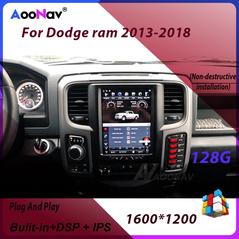 

Автомобильный радиоприемник 128G Tesla с вертикальным экраном GPS PX6 для Dodge RAM 1500 2013-2014 2016 2017 2018 Авторадио мультимедийный стереоплеер