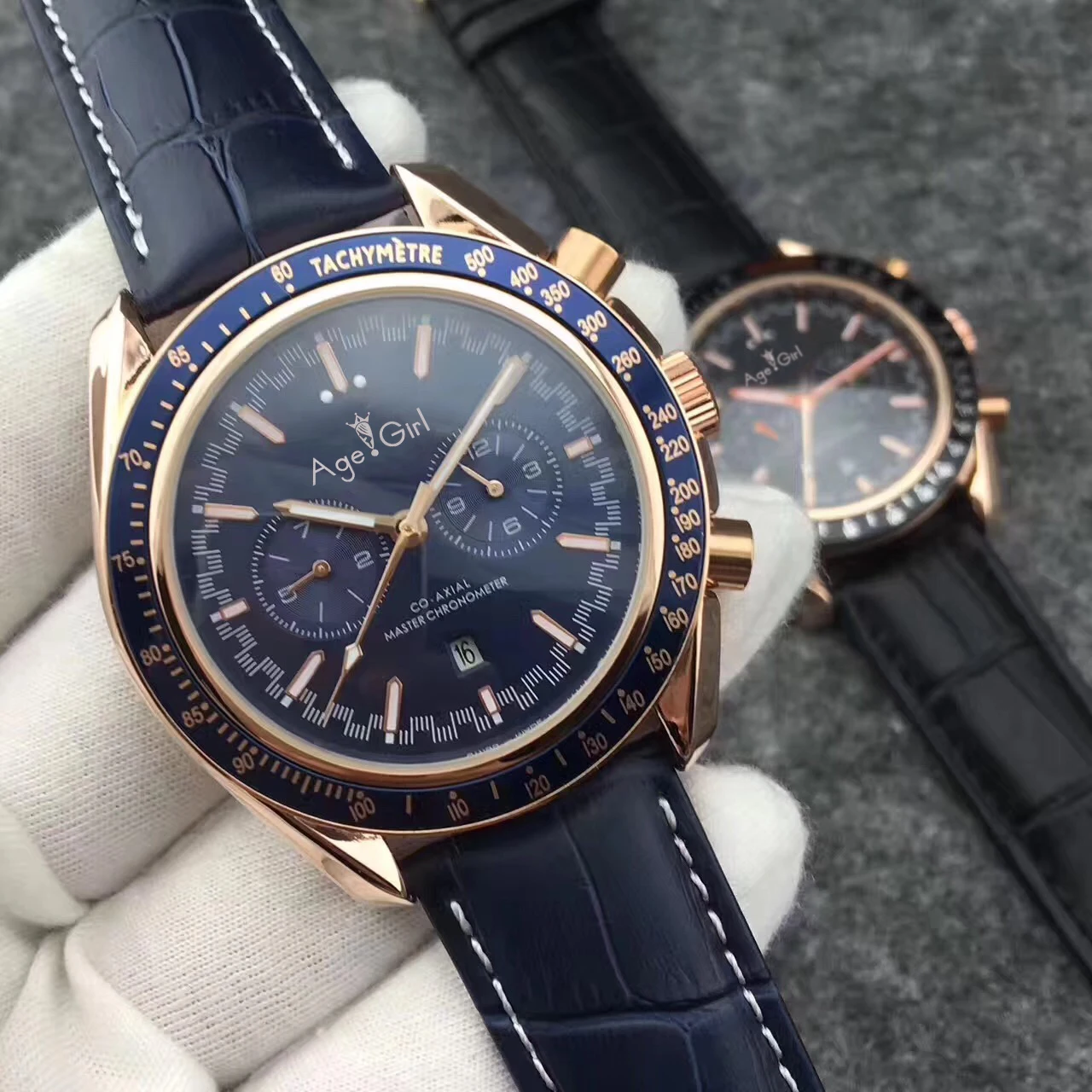 1 Роскошные брендовые Новые Мужские автоматические механические MoonWatch из нержавеющей стали скорость черные синие кожаные керамические часы с окантовкой Темная сторона AAA - Цвет: 1