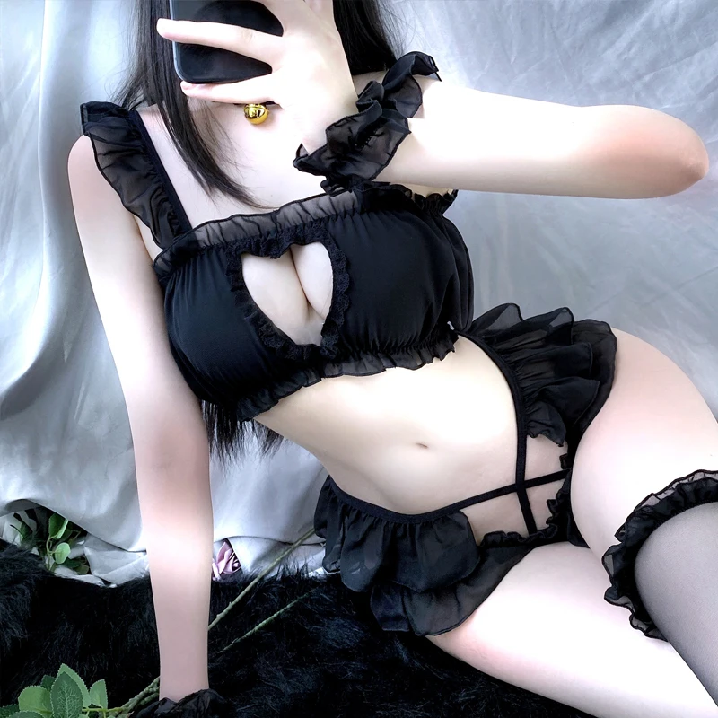 Каваи белье дикая кошка Косплей бюстгальтер кружевной комплект дьявол