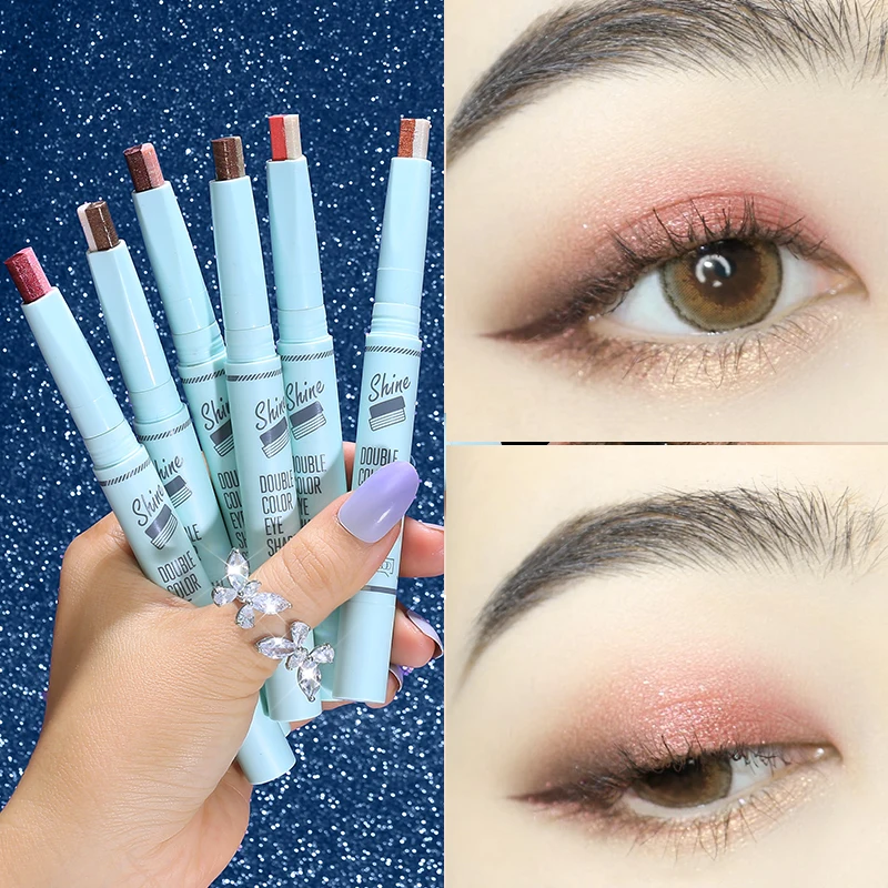 

Gradient Stereo Two-color Eye Shadow Stick Pen Eyeshadow Stick Double Color Gradient Shadow Stick Shimmer Glitter Makeup
