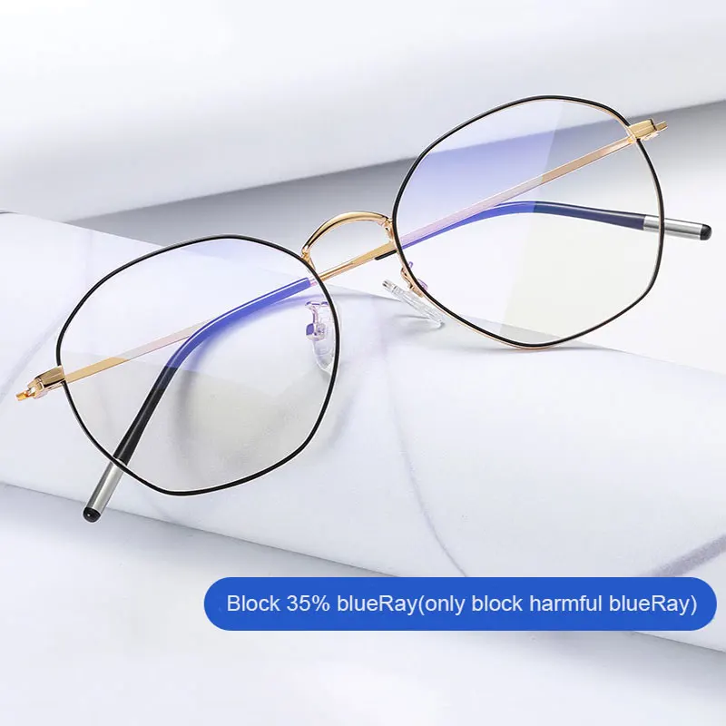 

Fashion Alloy Frame Glasses Men and Women Style Anti-Blue Ray Myopia Spectacles with Spring Hinges Full Rim New Arrival