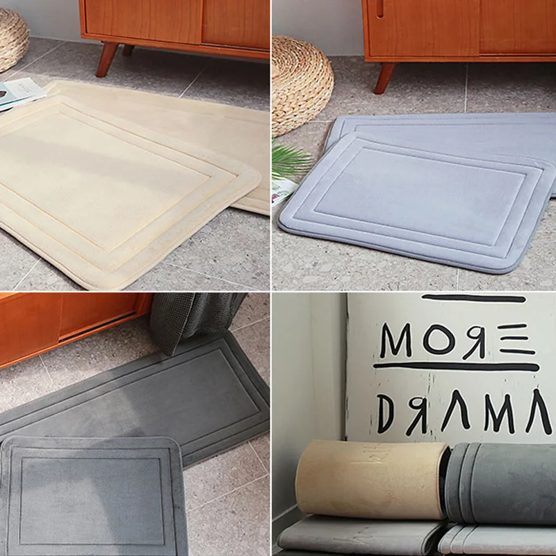 

Bubble Kiss Thicken Absorbent Bathroom Anti-Skid Floor Rug Gray Beige Simple Design Comfortable Slow Rebound Home Entry Doormat