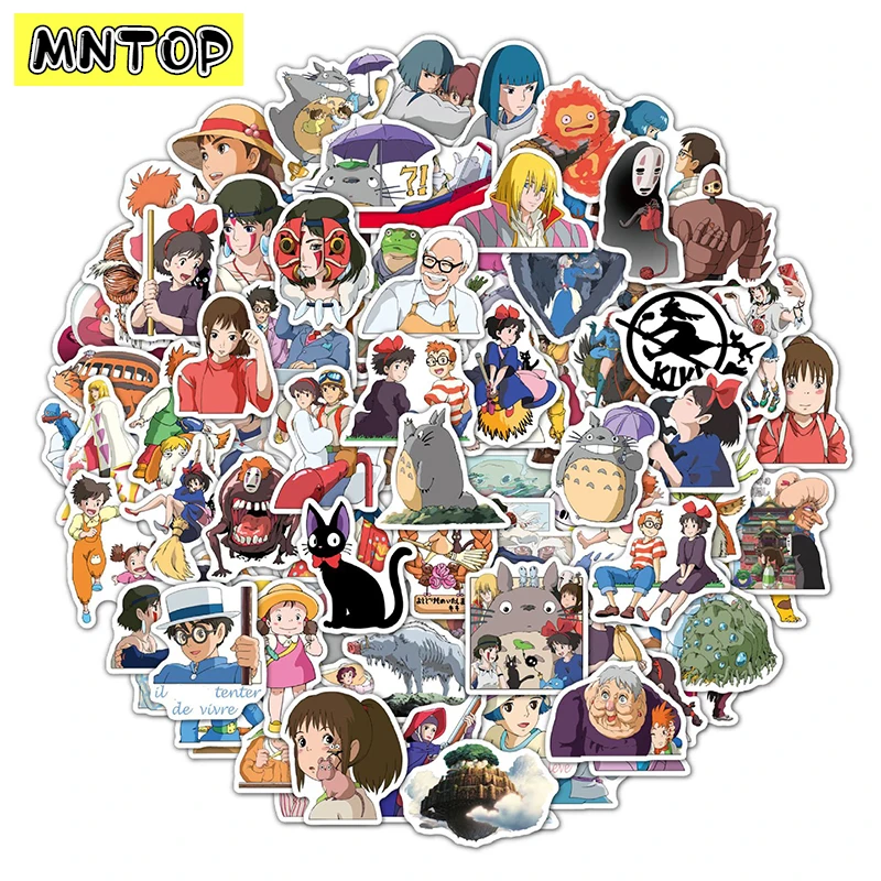 Miyazaki Hayao-set de 10/30/50 unids/set de dibujos animados de Anime Laputa: Castle en la pegatina con motivo de cielo para ni&ntilde;os, casco de monopat&iacute;n, funda de port&aacute;til-0
