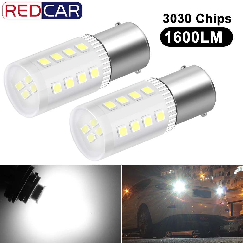 

2pcs 1600LM P21W 1156 BA15S Led Bulb 1157 P21/5W BAY15D BAU15S PY21W Car Brake Lights Reverse Lamp Daytime Running Light DC 12V
