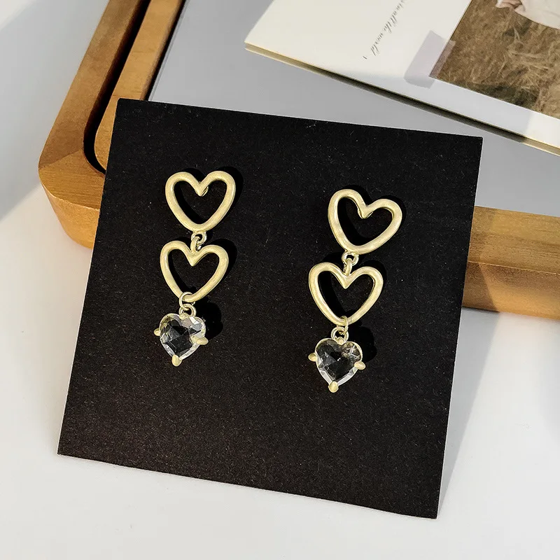 Женские французские высококачественные матовые серьги-подвески в форме сердца с