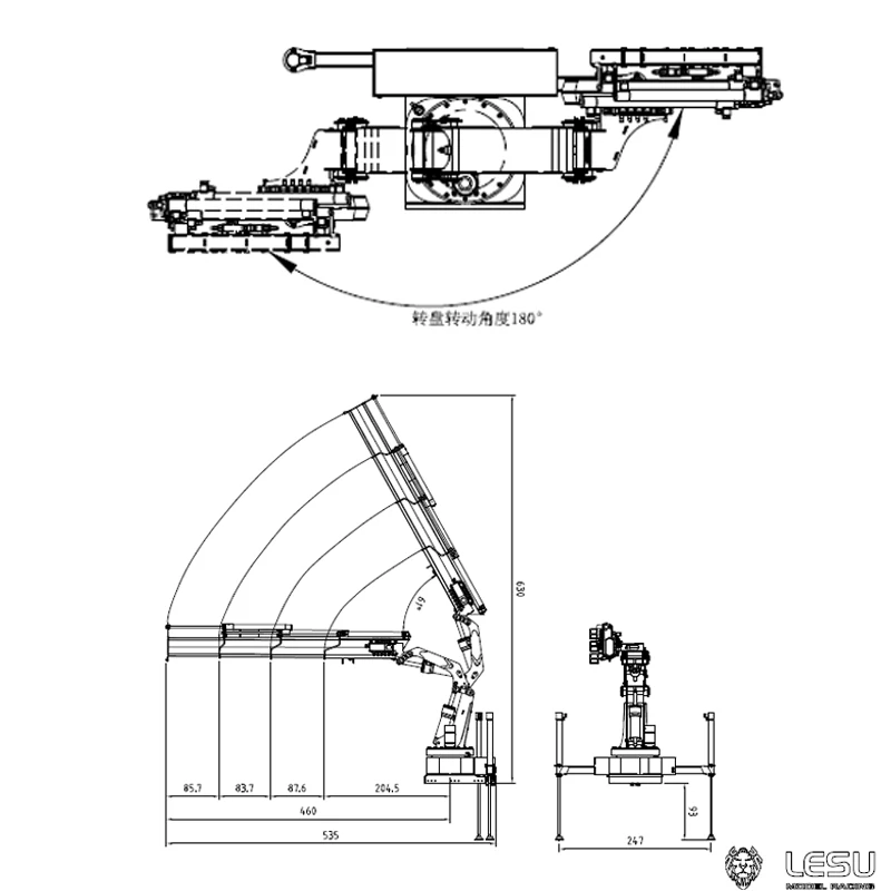 

LESU 1/14 RC Model Parts Hydraulic Truck Crane With Control Valve Oil Pump Dumper ESC TH10208