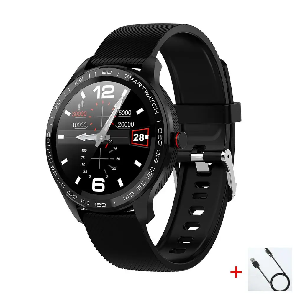 black silicon cable Смарт-часы L9 ECG PPG, мужские спортивные часы с Bluetooth, Смарт-часы, водонепроницаемые, IP68, кровяное давление, кислородная кожа, часы для женщин - Цвет: black silicon cable