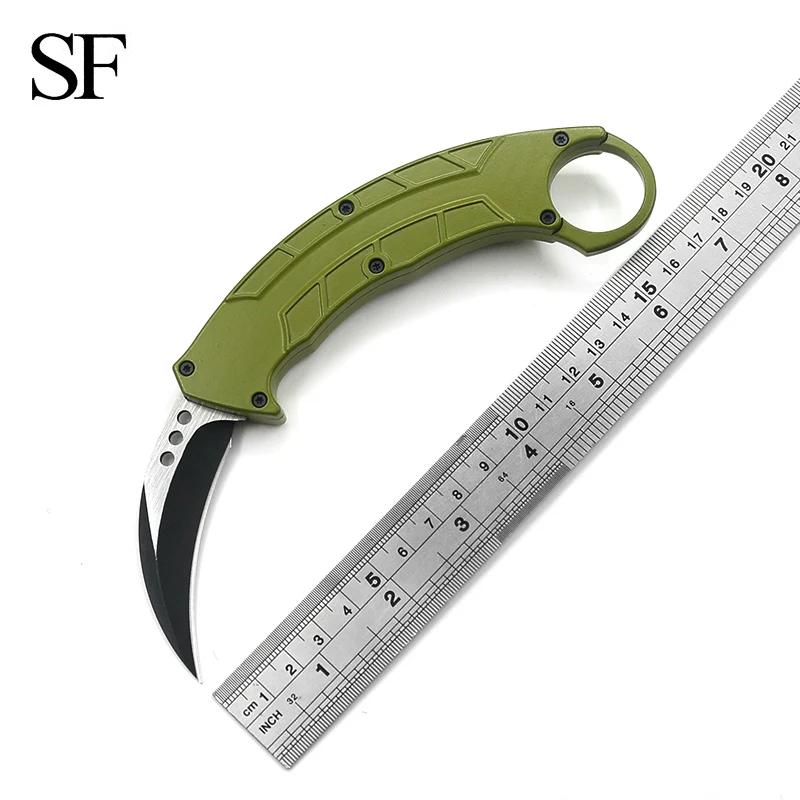 SF открытый OTF Выживание Двойное действие Scimitar Sharp 440C Лезвие Алюминиевая зеленая