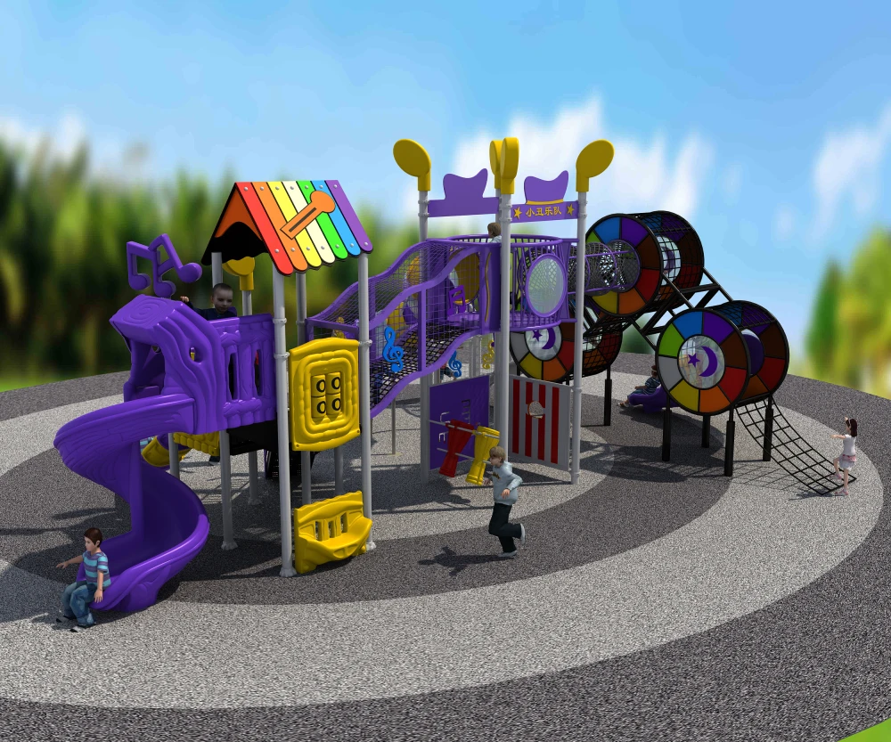 Goedkoop Ylw 2020 Amusement Speeltuin Muziek Thema Kids Outdoor Gecombineerd Glijbaan Entertainment Park YLW-OUT200823