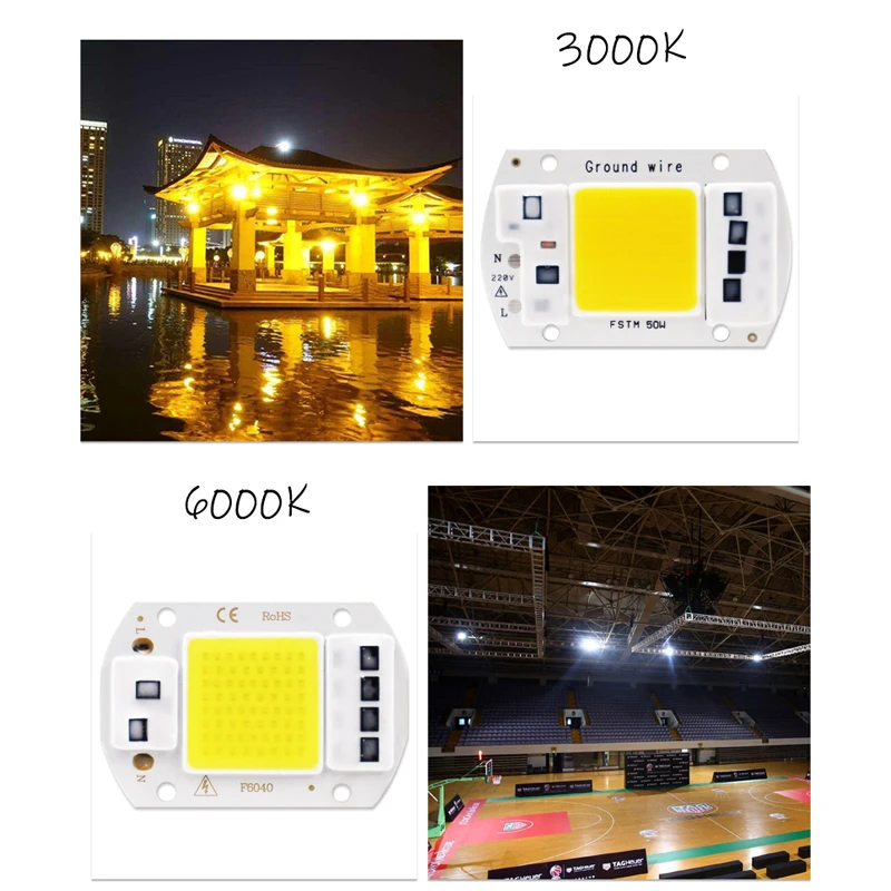 GreenEye AC 220V 5W ~ 100W Интегрированный COB светодиодный светильник чип диод 50 Вт 30 20 10 Smart IC