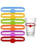 drink marker wine glass silicone strip tag marker reusable beverage mark for champagne glasses cocktail party beer straw