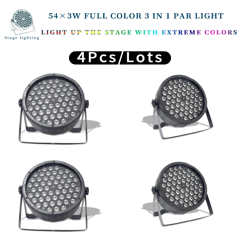 

4Pcs/lots 54X3W RGB 3in1 LED Par Light 54*3w LED PAR DMX512 Controller Led Lights Disco Lights DJ Equipment Stage Light
