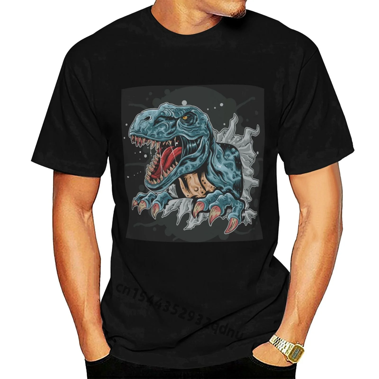 

Men Tshirt Dinosaur T-rex Vector Cool Printed T-shirt Tees Top Men Women Cartoon Casual Short O-neck Broadcloth