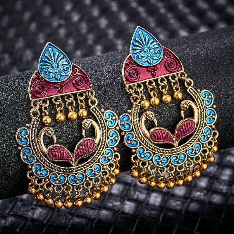 SHUANGR индийские цыганские украшения Jhumka винтажные этнические Висячие серьги для женщин Женская Юбилейная Свадебная вечеринка Bijoux