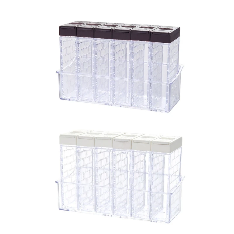 

6pcs Salt and Pepper Shakers Spice Box Plastic Transparent Condiment Jar Storage