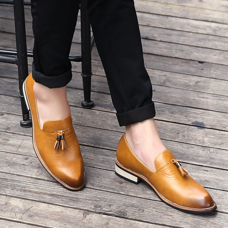 Men Casual Natural Leather Loafers Fashion Tassel Formal Shoes Spring Autumn Evening Dresses Business Comfortable | Обувь