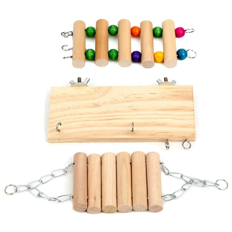 Hot XD-Small Pet Ladder Toy With Hammock Parrot Cage Hanging Hamster Swing Squirrel Chinchilla Rabbit Chewing | Дом и сад