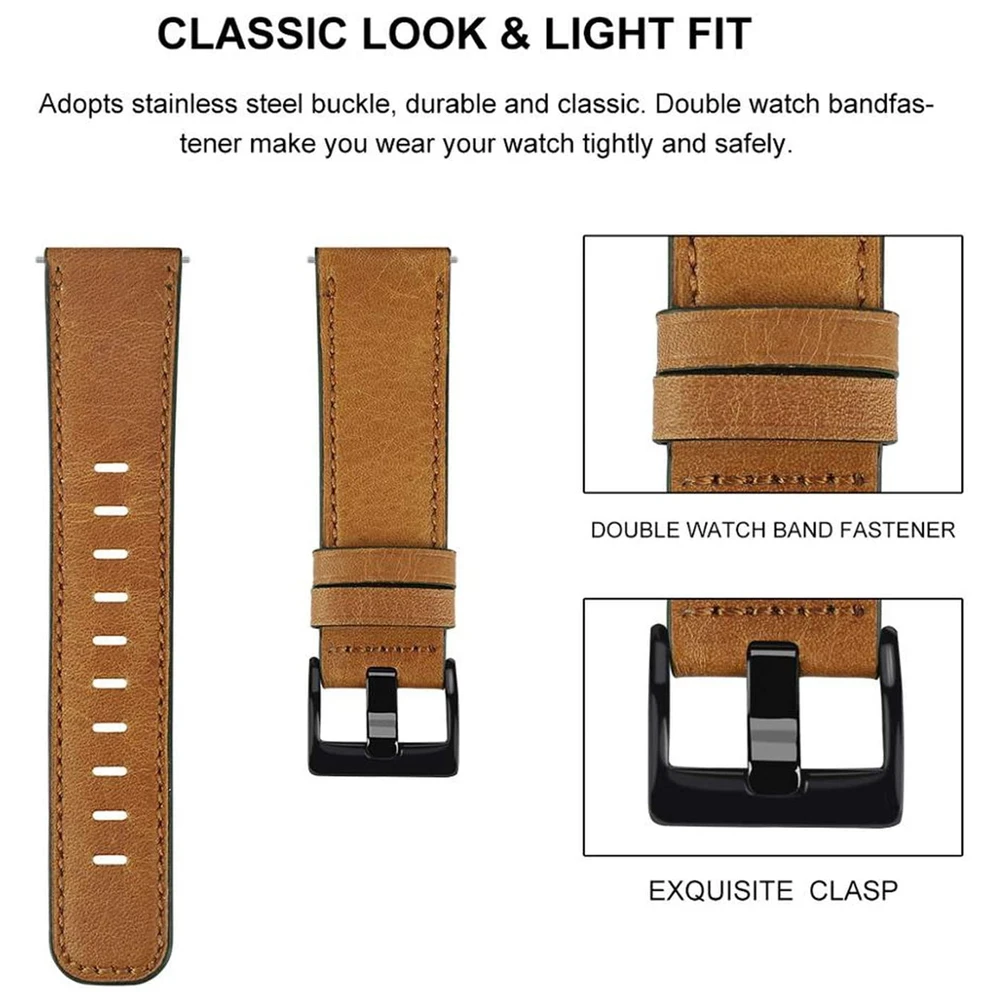 

22mm watch band for Huawei Watch Gt 2 samsung Galaxy Watch 46mm Gear S3 Frontier classic strap Leather Bracelet Watchband belt