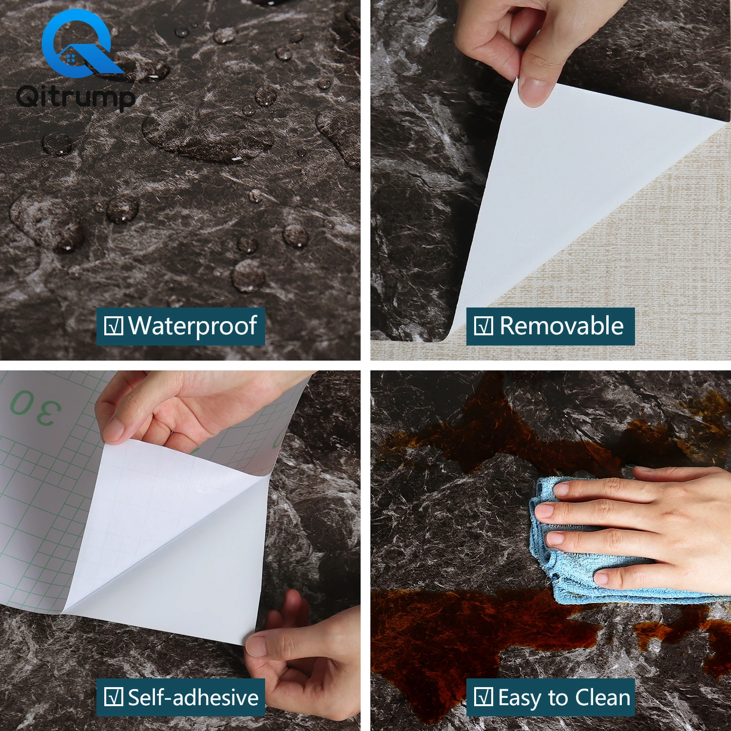 

Waterproof Marble Wallpapers Self Adhesive Removable Vinyl Film Kitchen Stove Cabinet Home Decals Decor 60CM Width Wall Stickers