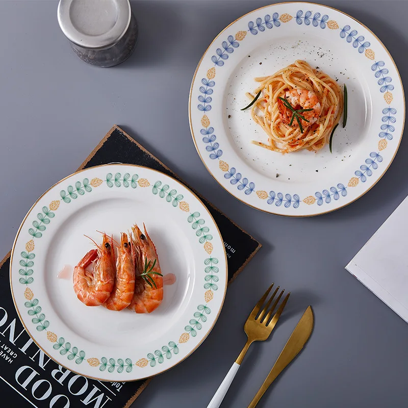 

Скандинавские маленькие свежие блюда в западном стиле десертная тарелка для торта с листьями Пномпеня керамическая тарелка для стейка Дом...