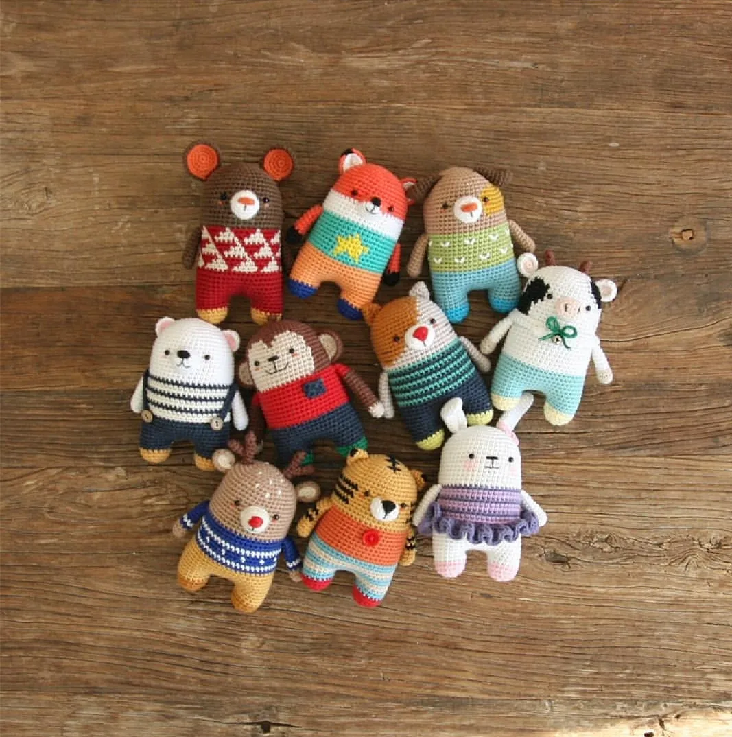

Cute Short Legs Mini Animal Dolls Wool Felt Craft DIY Non Finished Poked Set Handcraft Kit for Needle Material Pack