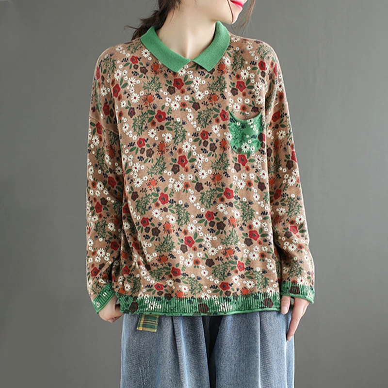 Max LuLu/осенние модные корейские джемпера женские вязаные свитера с цветочным