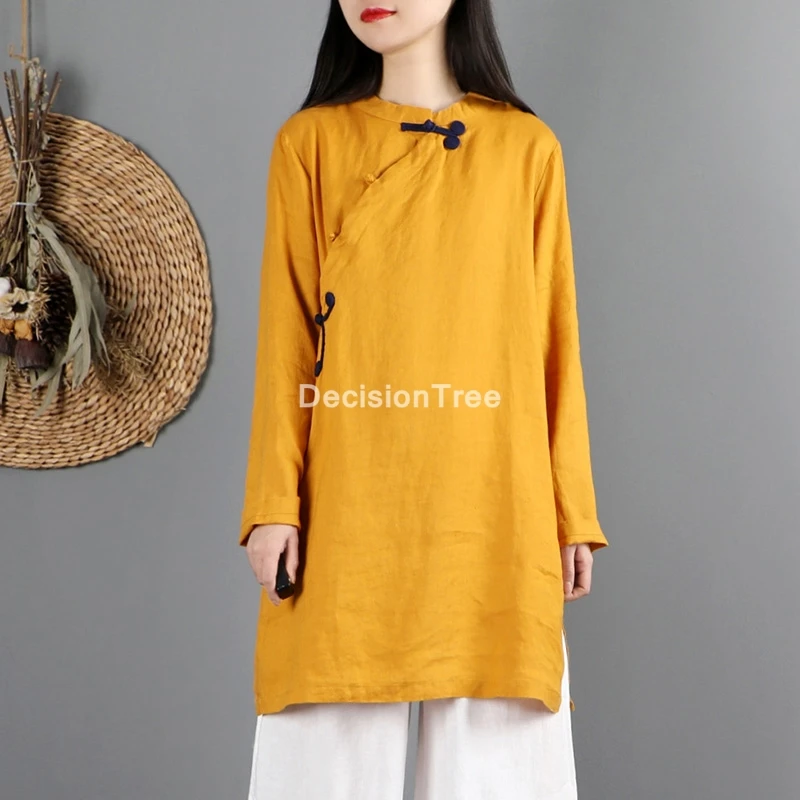 

2021 женские топы Ципао, китайский традиционный Топ чонсам, винтажная традиционная китайская одежда, цветочный принт, блузка-чонсам