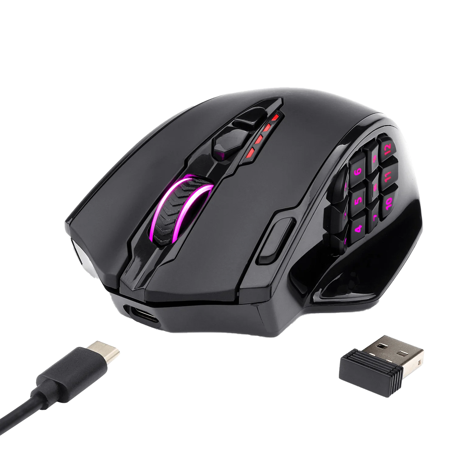 Redragon M913 Impact Elite Wireless Gaming Mouse with 16 Programmable Buttons, 16000 DPI, 80 Hr Battery and Pro Optical Sensor