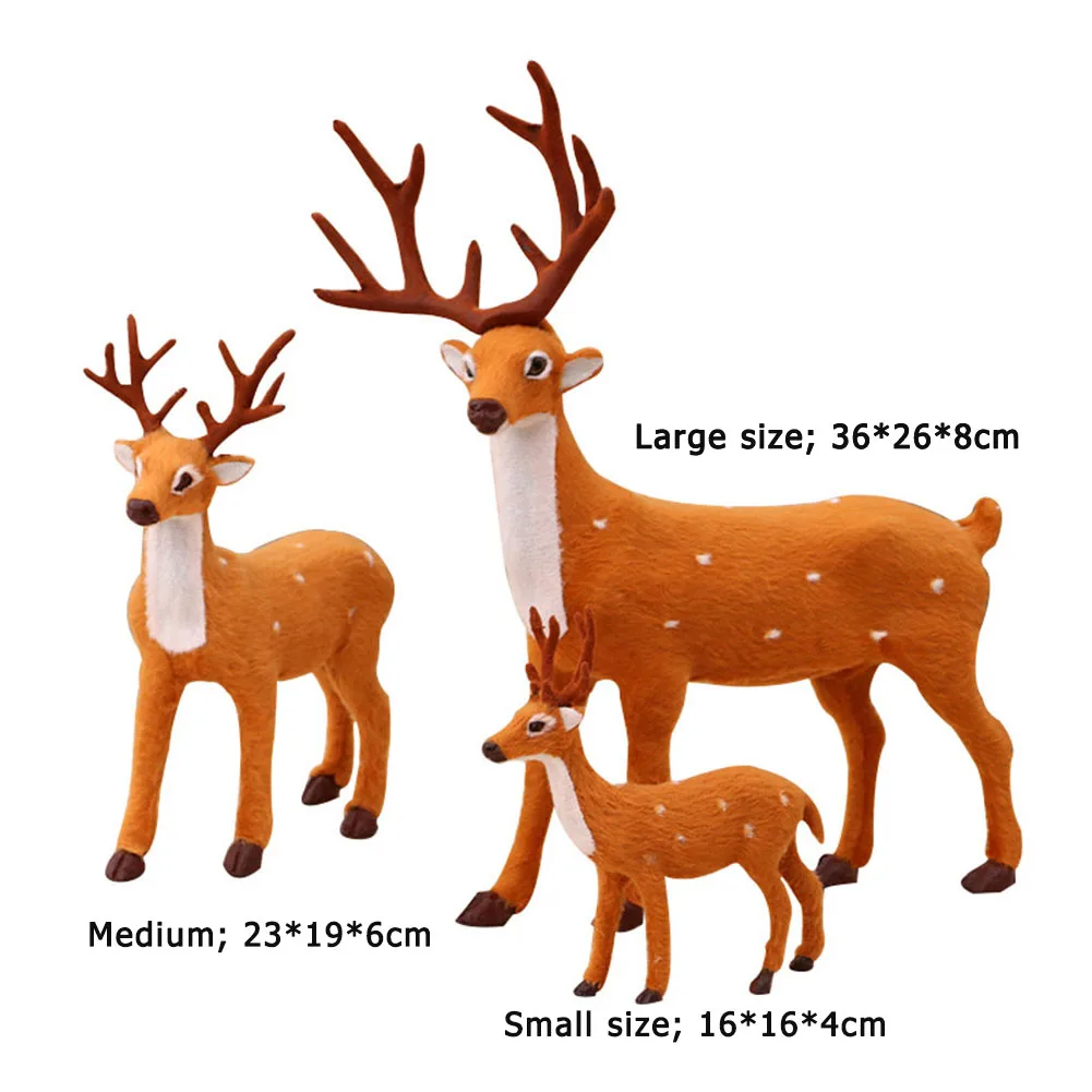 

Cute Sika Deer Simulation Doll Christmas Deer Christmas Elk Plush Reindeer Xmas Decor for Home Fairy Garden Miniatures Props