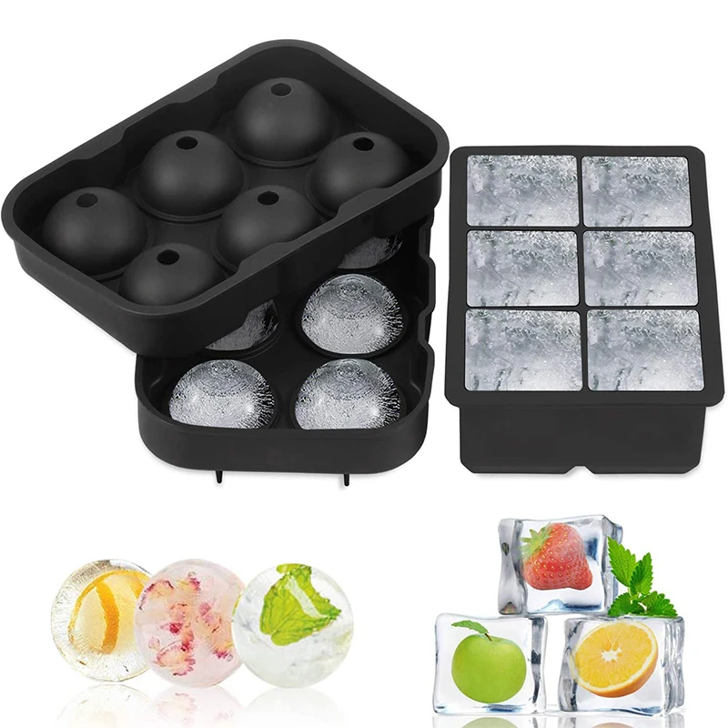 

6 Lattice Ice Cube Maker Silicone Ice Molds or Ball Mold Square Tray Summer Whiskey Cocktail Party Bar Ice Accessories