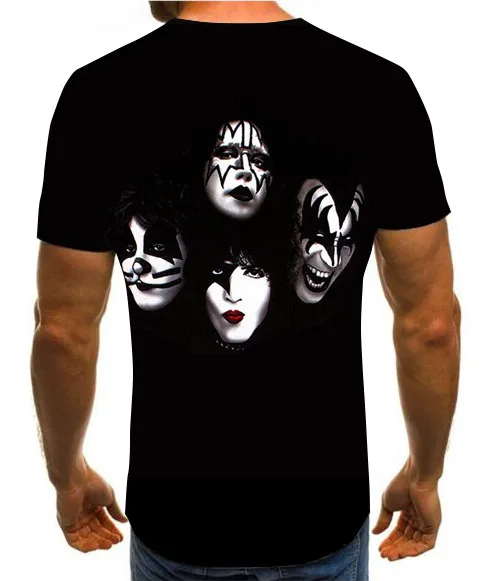 

2020 new fashion kiss band rock band men's T-shirt short sleeve T-shirt sleeve collar crew neck hip-hop top