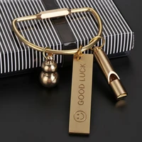 unique portable whistle ruler buckles pendant brass keychain jewelry accessories key ring