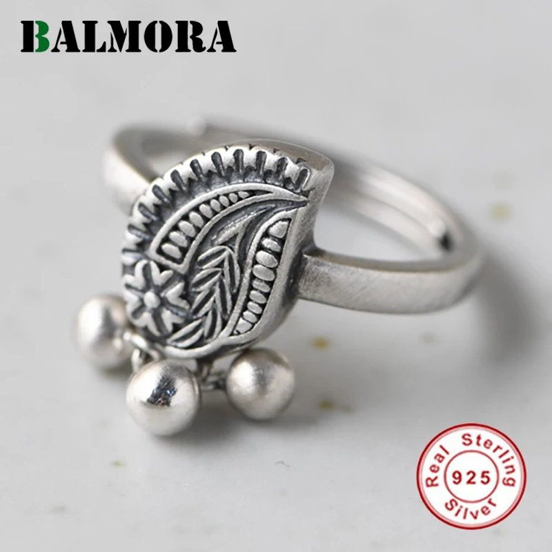 Женское кольцо с цветком BALMORA открытое серебряное бусинами из 100% настоящего