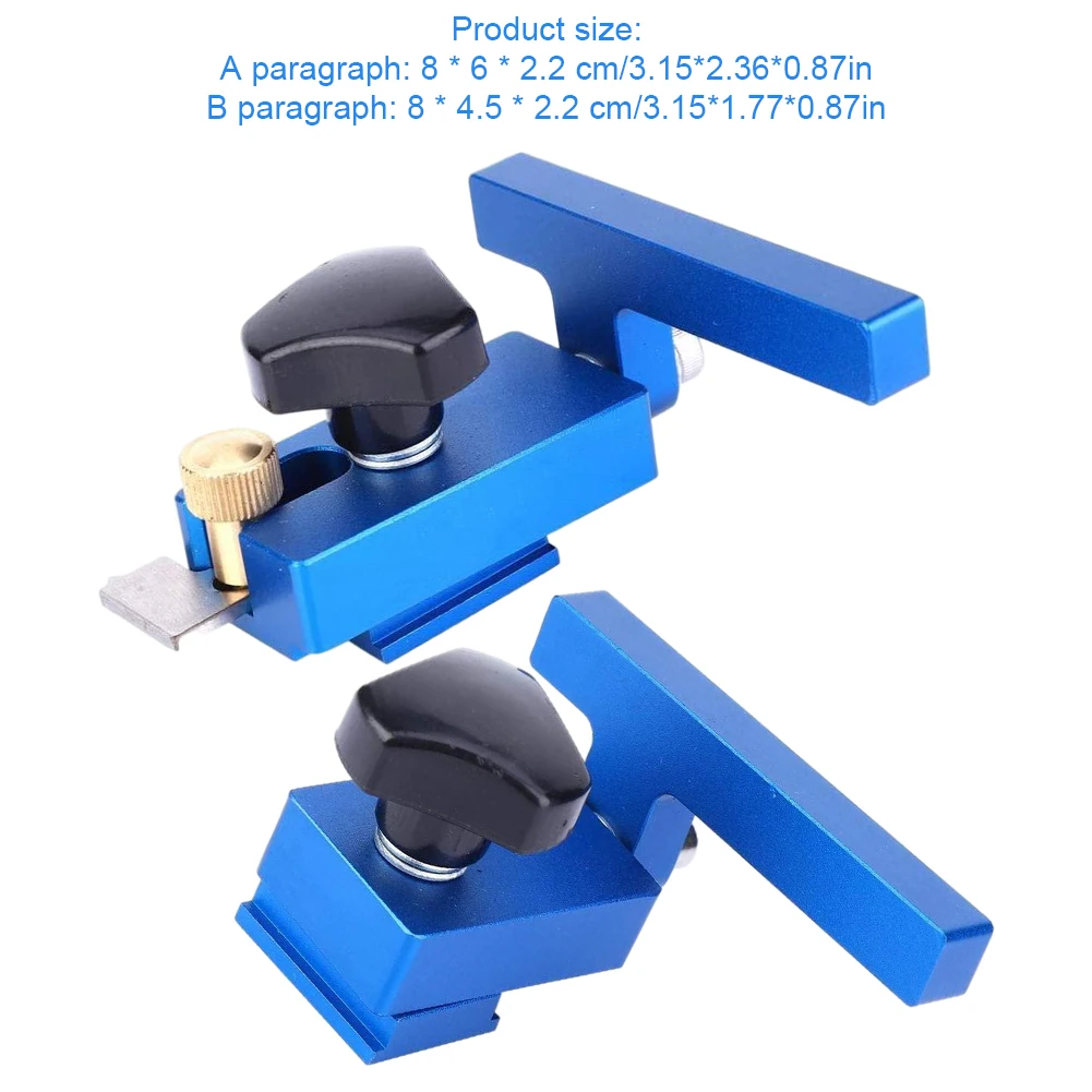 

2PCS T-Track Stop 30/45 Type Standard Miter Track Stop Block Woodworking Limiter DIY Aluminum Alloy Manual Workbench Tools