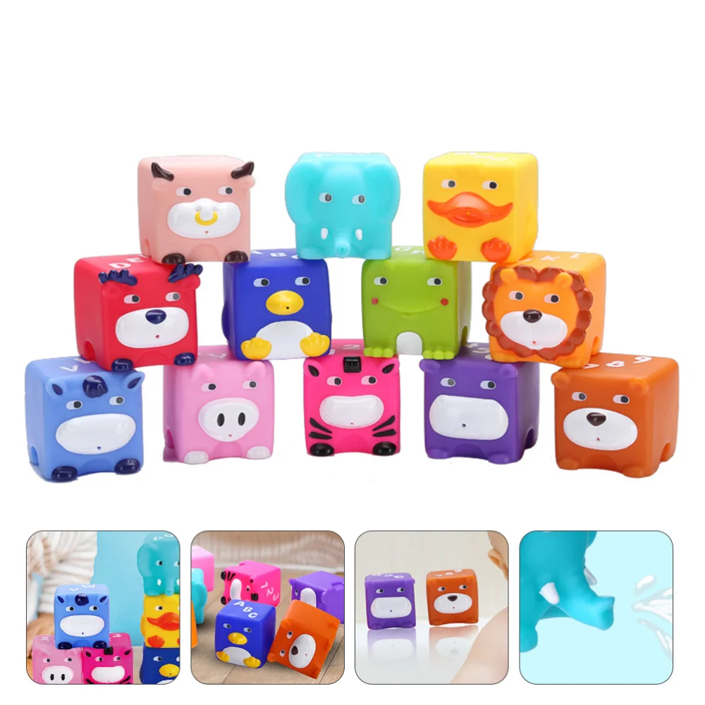 

1 Set/12PCS Funny Animal Squeezing Cartoon Kid Soft Building Blocks