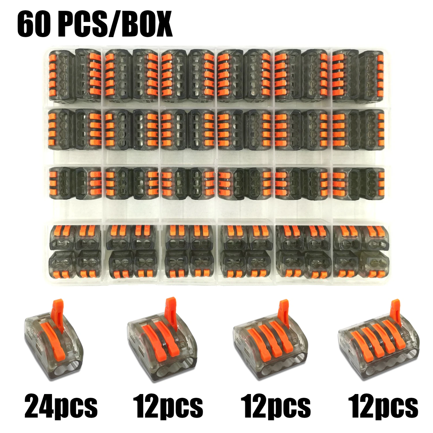 60boxB Тип 30/50/60/96 шт смешанные в штучной упаковке быстрый соединитель проводов PCT-212/213/214/215 компактный проводки соединитель-проводник клеммной колодки - Цвет: 60boxB