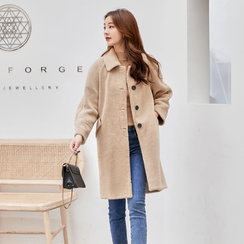 

YOSICIL New Autumn Winter Faux Sheepskin Coat Women High Quality Vintage Faux Fur Jacket Loose Elegant Long Teddy Coat Female