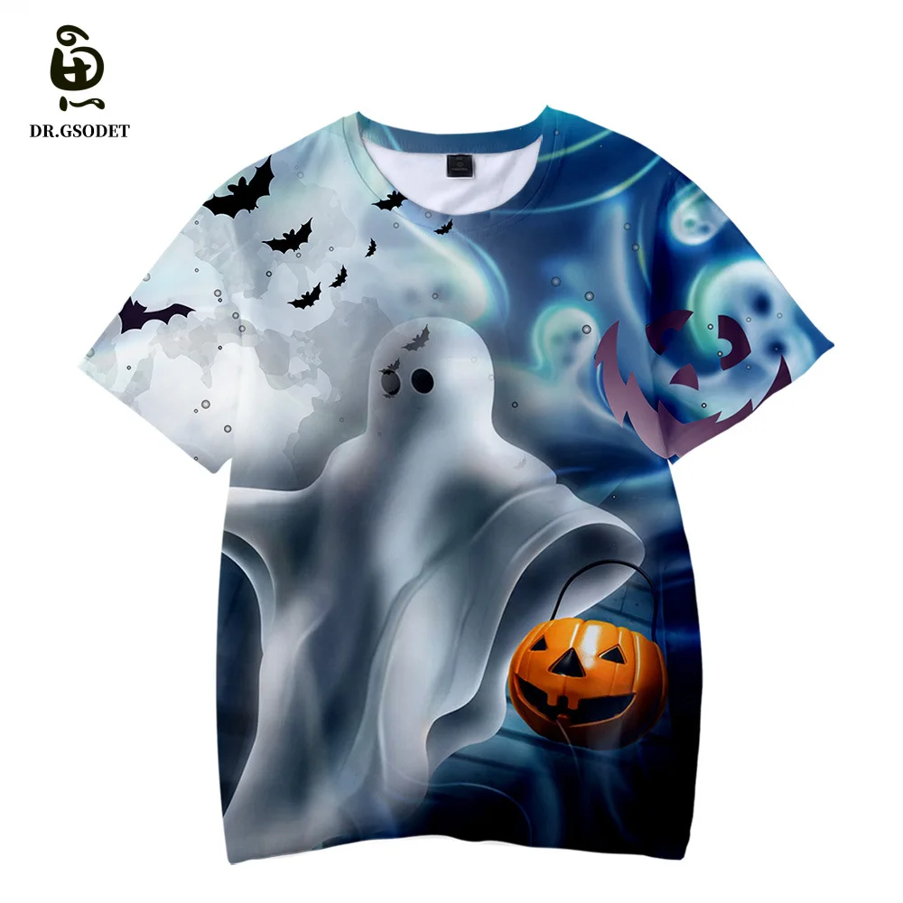 

GSODET Summer T-Shirt Couple Harajuku Cartoon Halloween Short-Sleeved Loose Casual O-Neck Men's and Women's Oversized Top