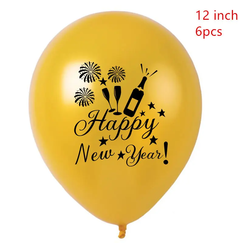 gold 6pcs Новогодние фольгированные шары, бутылка, радужные шары, новогодние украшения, черная звезда, испанский год, вечерние гелиевые шары - Цвет: gold 6pcs