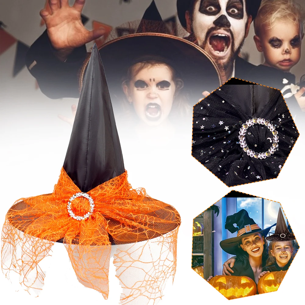 

Witch Hat Halloween Wide Brim Hat Halloween Party Props Cosplay Costume Accessories for Children Adult Pumpkin Decor Ornaments