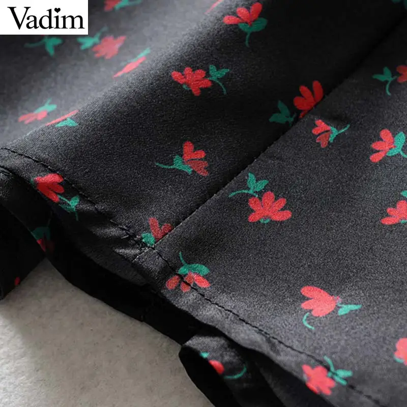 Vadim Женская винтажная Цветочная юбка миди с принтом на молнии сзади