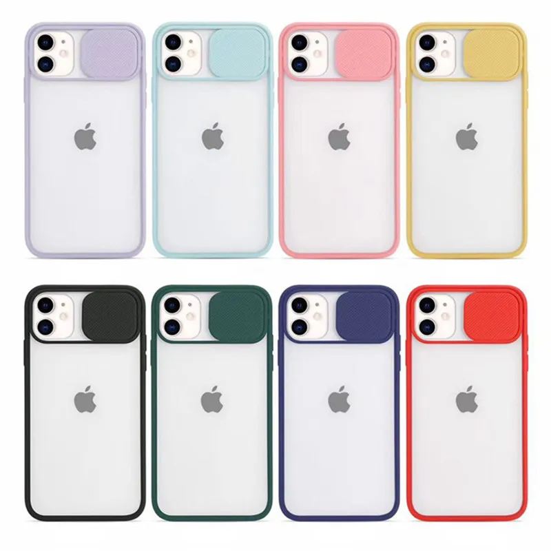 

Slide Camera Lens Protection Phone Case for iPhone XR XS Max 11 11pro 6 7 8Plus 6 7 8 X XS Matte Transparent Back Cover