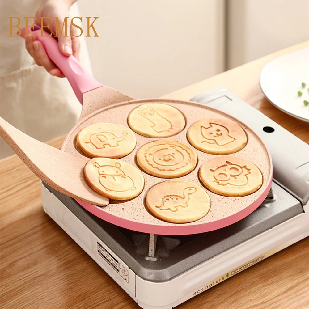 

Seven-hole breakfast pan multi-function wheel pancake pan small frying pan egg dumpling non-stick frying pan egg frying mould